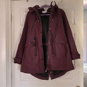 CANADA WEATHER GEAR Large Long Women's Softshell Anorak with Faux Fur Trim Hood